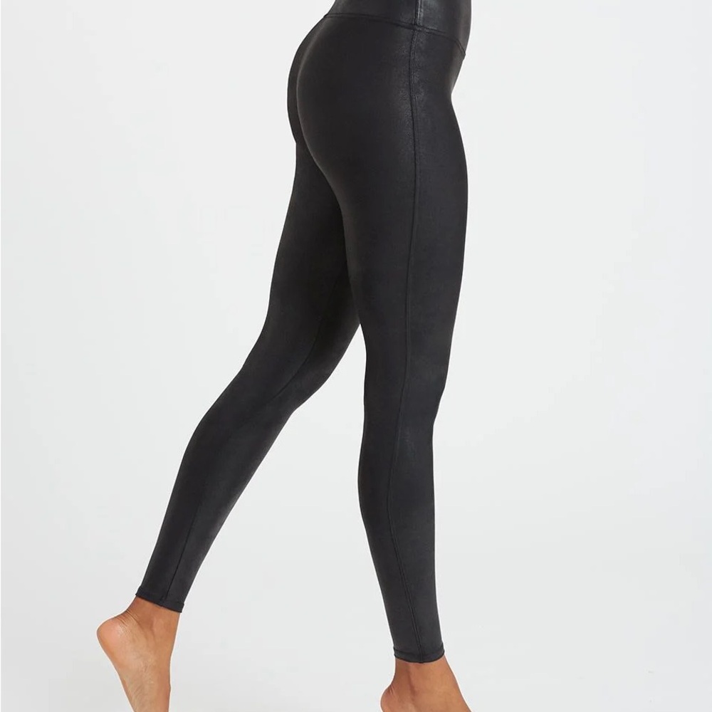 Spanx black leather leggings